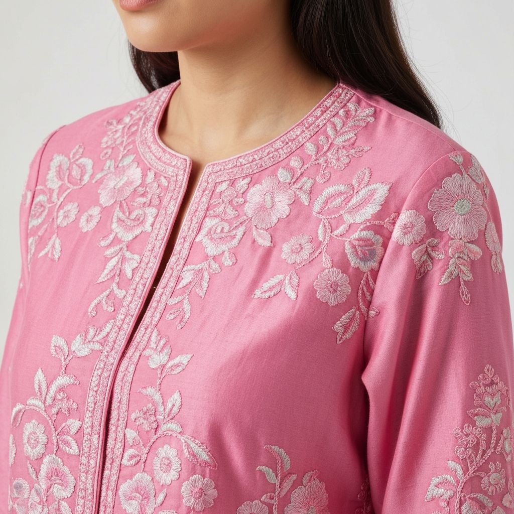 Girls Pink Embro Design Top