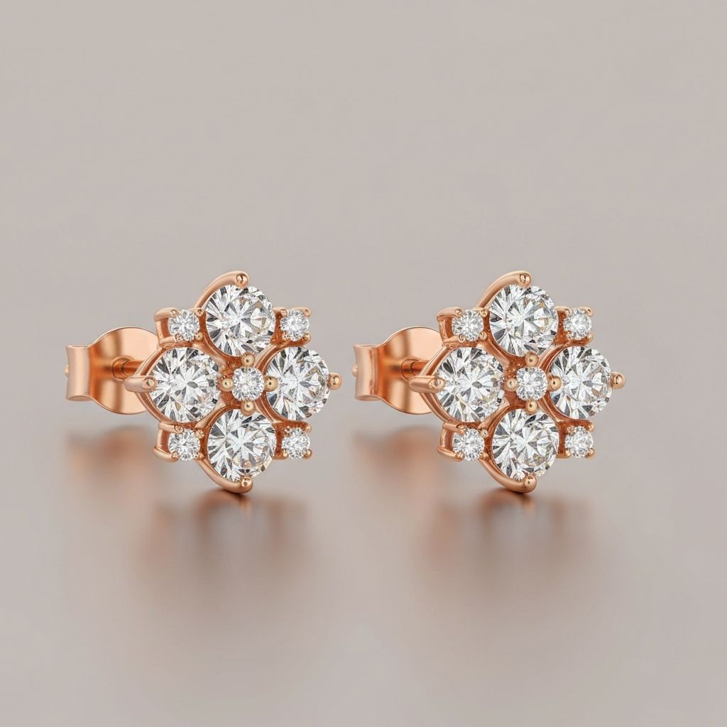 Rose Gold Diamonds Earring