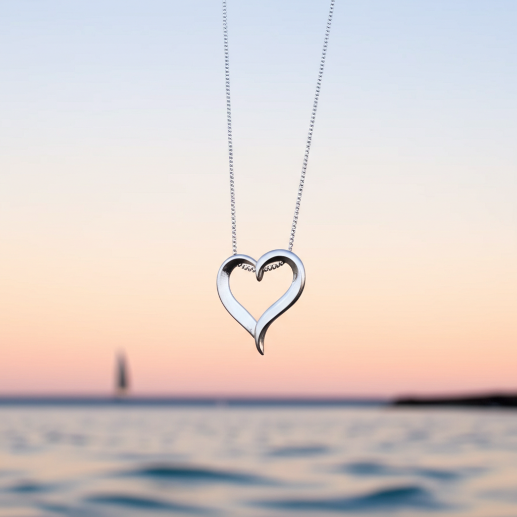 Silver Deer Heart Necklace